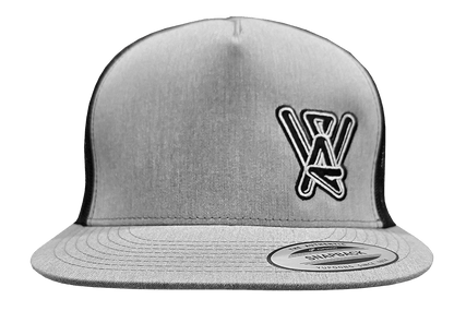 Flat Brimmed Light Gray/Black Snapback Hat